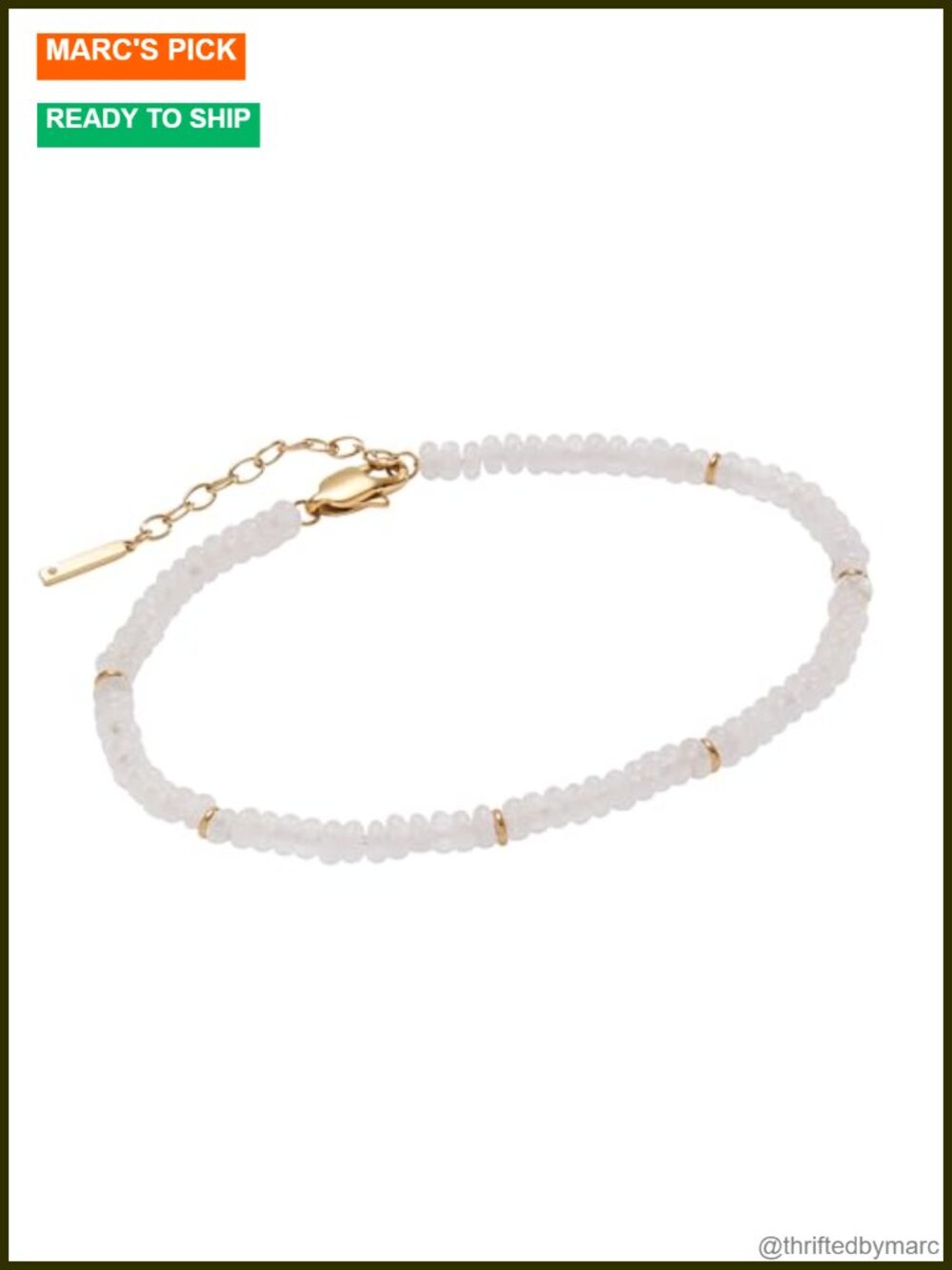 Clear Quartz Semi-Precious Beaded Anklet with Lobster Claw Clasp